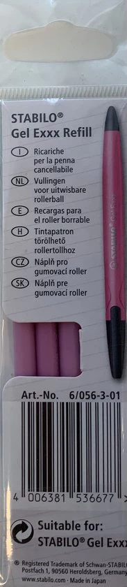 STABILO Gel Exxx Refill, Roze 3 Stuks ECO-Pack