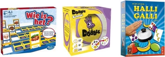 Hasbro Spellenbundel - 3 Stuks - Wie Is Het & Dobble Classic & Halli Galli