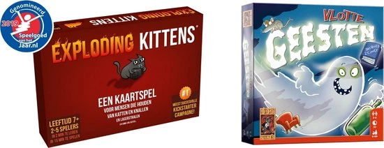 Merkloos Spellenbundel - Kaartspel - 2 Stuks - Exploding Kittens & Vlotte Geesten