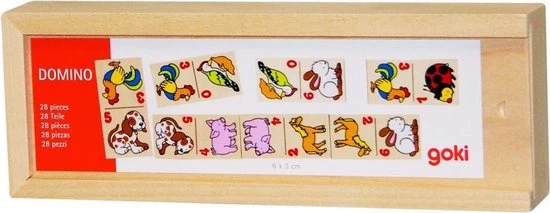 Goki Houten Dominospel Dieren 28-delig - Afbeelding 2