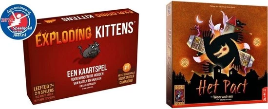 999 Games Spellenbundel - Kaartspel - 2 Stuks - Exploding Kittens & Weerwolven Van Wakkerdam: Het Pact