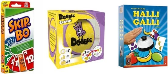 999 Games Spellenbundel - 3 Stuks - Dobble Classic & Halli Galli & Skip-Bo