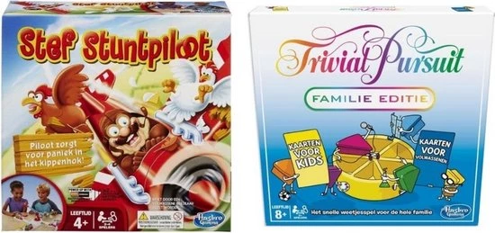 Merkloos Spellenbundel - 2 Stuks - Stef Stuntpiloot & Trivial Pursuit Familie Editie