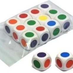 HOT Games 6 Grote Kleurendobbelstenen 30mm 6-zijdig Wit