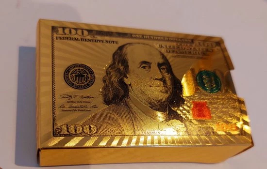 Merkloos Speelkaarten Goud Luxe Uitgave Pokerkaarten 100 Dollar Biljet Teken Deluxe Spatwaterdicht