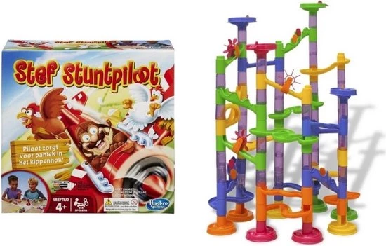 Merkloos Spellenbundel - 2 Stuks - Stef Stuntpiloot & Knikkerbaan Voor Kinderen
