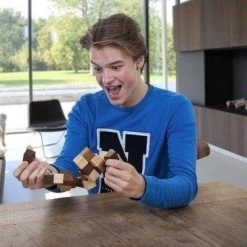 Merkloos Longfield Games Breinbreker Iq Puzzel Kubus 8 Cm Hout Bruin