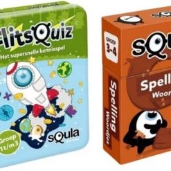 Spellenbundel - Squla - 2 Stuks - Flitsquiz Groep 1 2 3 - Spelling Kaartspel (Groep 3&4)