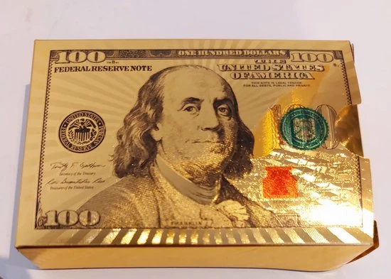 Merkloos Speelkaarten Goud Luxe Uitgave Pokerkaarten 100 Dollar Biljet Teken Deluxe Spatwaterdicht - Afbeelding 15