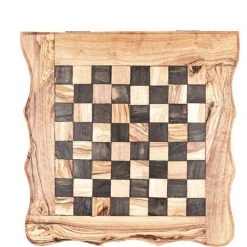 Olijfolie & Honing Schaakbord Olijfhout Set Domino-dammen 22x22x7