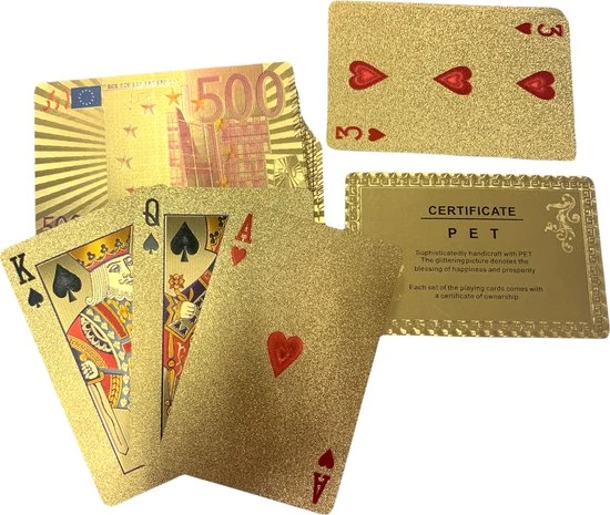 Merkloos Gouden Speelkaarten - Gouden Pokerkaarten - Gouden Kaartset - Luxe Speelkaarten