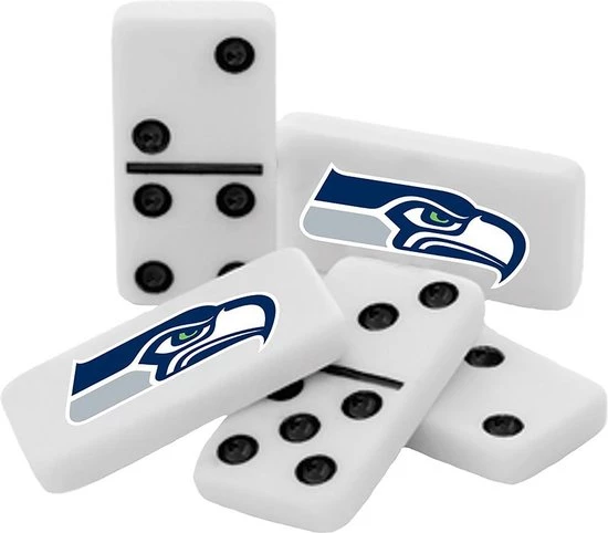 Masterpieces Dominoes Double 6 Set Seattle Seahawks American Football - Afbeelding 3