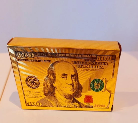 Merkloos Speelkaarten Goud Luxe Uitgave Pokerkaarten 100 Dollar Biljet Teken Deluxe Spatwaterdicht - Afbeelding 14