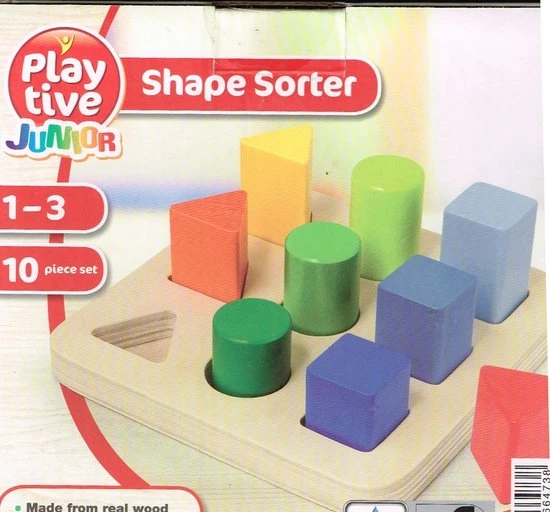 Play Tive Junior Steekplankje Echt Hout Insteekblokken Stimulatie Voor Tellen En Sorteren Behendigheid Met Vormen En Kleuren 1-3 Jaar 10 Delig - Afbeelding 2