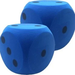 Merkloos 2x Grote Foam Dobbelstenen Blauw 16 X 16 Cm