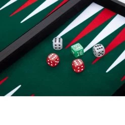 Longfield Backgammon 18 Inch Groen/rood/wit Ingelegd Vilt
