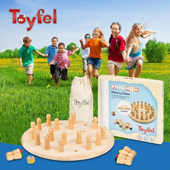 Toyfel Magnus – Houten Memory Schaakspel Met Tas 40 Cm – Memory Chess Montessori Educatief Speelgoed Voor Kinderen Spel Voor Logica & Coördinatie - Afbeelding 3
