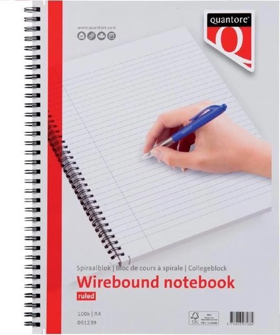 Spiraalblok Quantore A4 Gelinieerd Met Zijspiraal - Per Stuk - Afbeelding 3