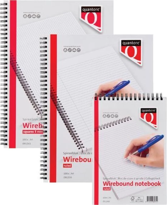 Spiraalblok Quantore A4 Gelinieerd Met Zijspiraal - Per Stuk - Afbeelding 2