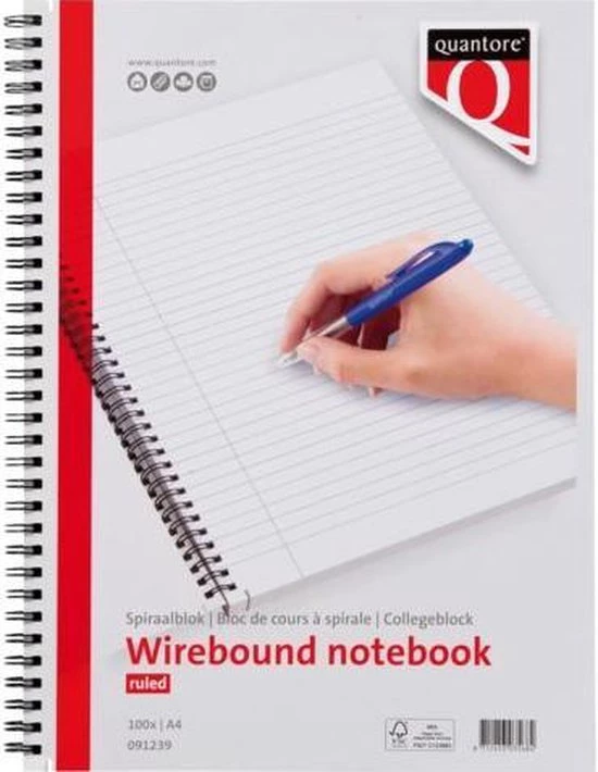 Spiraalblok Quantore A4 Gelinieerd Met Zijspiraal - Per Stuk - Afbeelding 4