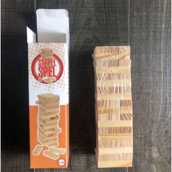 Merkloos Stapeltorenspel Hout 19x5,5x5,5cm