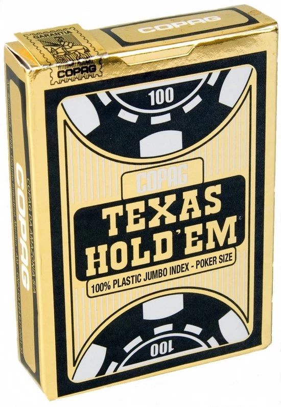 Copag Speelgoed | Kaartspel - Texas Holdem Gold - Jumbo Face - 2 Index - Zwart - Tradi